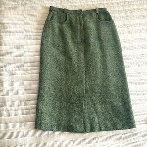 True 4/6 - Size 10 Vintage Green wool pencil Skirt